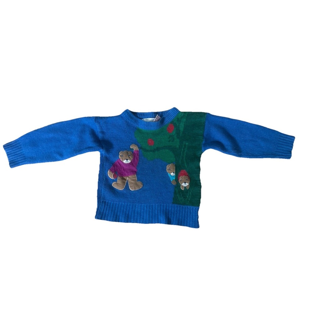 VTG 80s 90s The Eagles Eye For Children Teddy Bear Apple Tree Novelty Sweater M